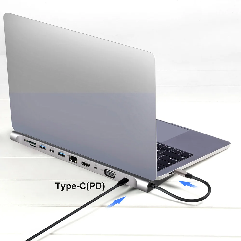 USB-C концентратор type C концентратор USB 3,0 Thunderbolt HDMI VGA 3,5 мм аудио RJ45 адаптер для MacBook Pro samsung Galaxy S9 USB C концентратор