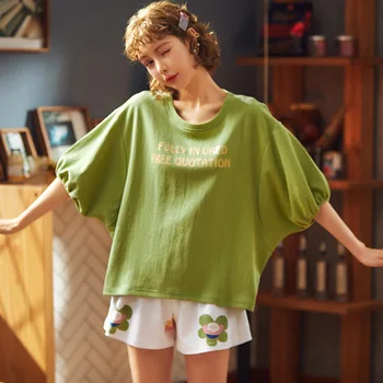 

KISBINI New Design Women Big Size Pajamas Set For Summer Short Style Pure Cotton Ladies Homewear Women Sleepwear Pajamas Set