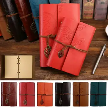 

Retro Book Journal Travel Leather Notebook Sketch Books Leaves Refillable Sketchbook Lesf Book Portable Vintage Classic