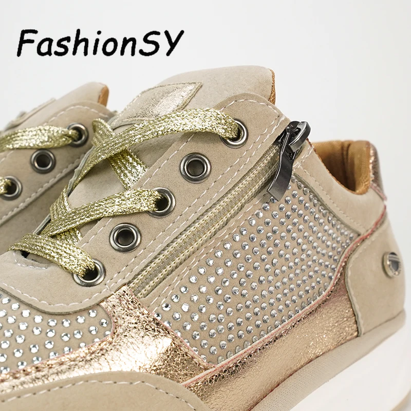 Women Wedges Sneakers women Vulcanize Shoes lace up Sequins Shake Shoes Fashion Girls Sport Shoes Woman Sneakers Shoes Footwear