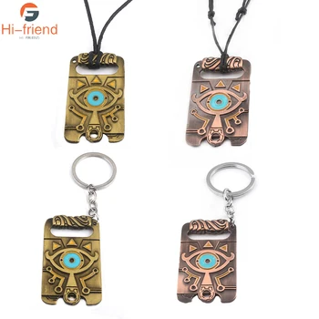

20pcs RJ New 20Pcs/Lot The Legend of Zelda Breath of the Wild Keyring Copper Game Big Eyes Vintage Metal keychain&Necklace