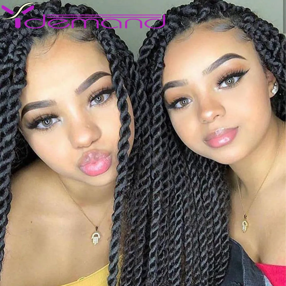 Y demand 2X Twist-Braids Wigs For Women 20" Synthetic Lace Front Afro Braided Wigs For Black Women Full Head Wig