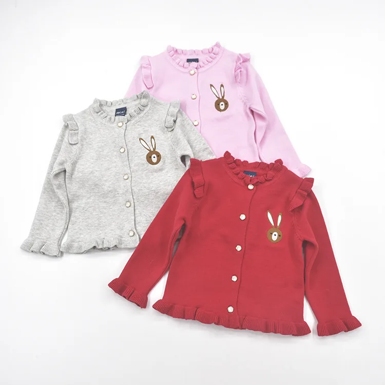 

Spring Autumn Winter Infant Small CHILDREN'S Clothing Baby Sweater Cardigan GIRL'S Frilled Sweater Sweet Rabbit Princess Coat
