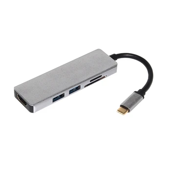 

Slim USB C HUB, Type C to HDMI 4K UHD Adapter, SD/Mini SD Card Reader, 5 in 1 HUB HDMI 4K Hub for Mac Book Pro