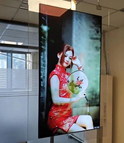 65 ''дюймовый сенсорный экран двухсторонний oled прозрачный рекламный дисплей для торгового центра