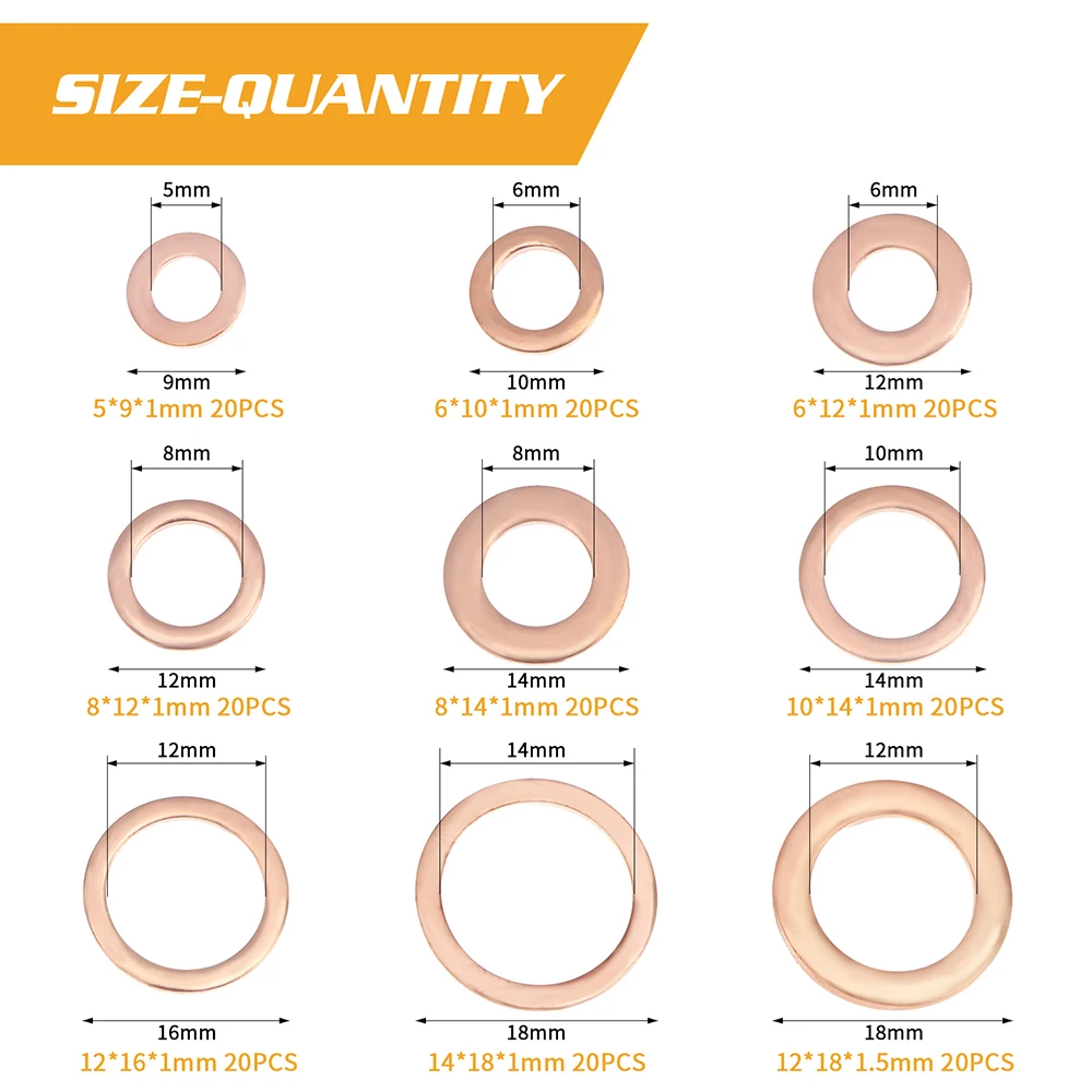 Details about   100 x 5/16" UNF Copper Washers Drain Sump Plug Seal Ring Hydraulic 8.1x12.3x1.2 