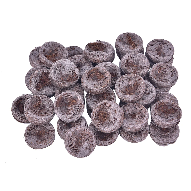 50pcs 25mm Jiffy Peat Pellets and Coco Pellets Seed Starting Plugs Seeds Soil 