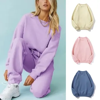

Solid Casual Tracksuit Women Sports 2 Pieces Set Sweatshirts Pullover Hoodies Suit 2020 Home Sweatpants Shorts Outfits Femme