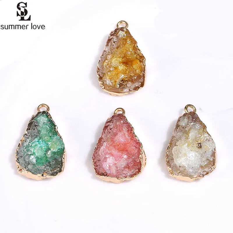 10PCS/Lot Irregular Waterdrop Resin Stone Charms for Diy Necklace Earring Making Gold Druzy Pendant Handmade Jewelry Accessories 10PCS/Lot Irregular Waterdrop Resin Stone Charms for Diy Necklace Earring Making Gold Druzy Pendant Handmade Jewelry Accessories