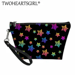 Twoheartsgirl дорожная упаковка для косметики красочные звезды печати дамы кошельки для монет молния водостойкий макияж сумки для женщин