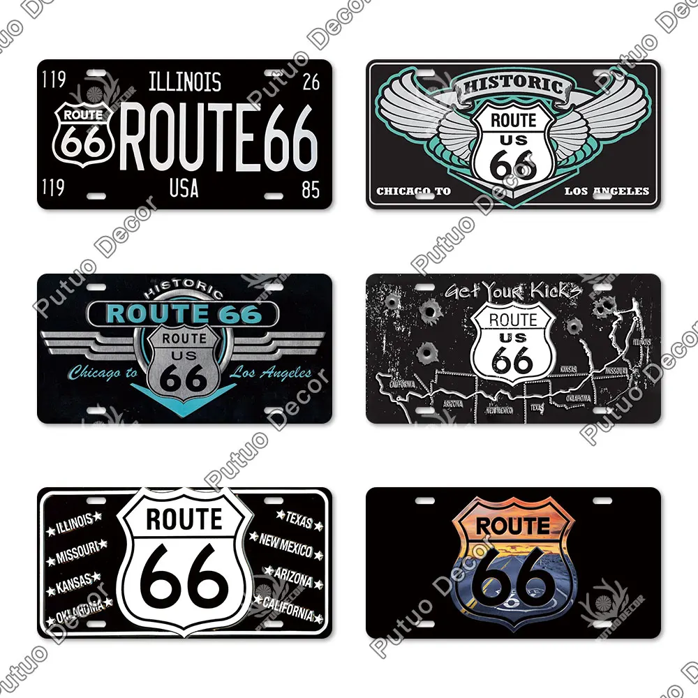 Putuo Декор Route 66 Лицензия Пластина автомобильный номер Оловянная табличка