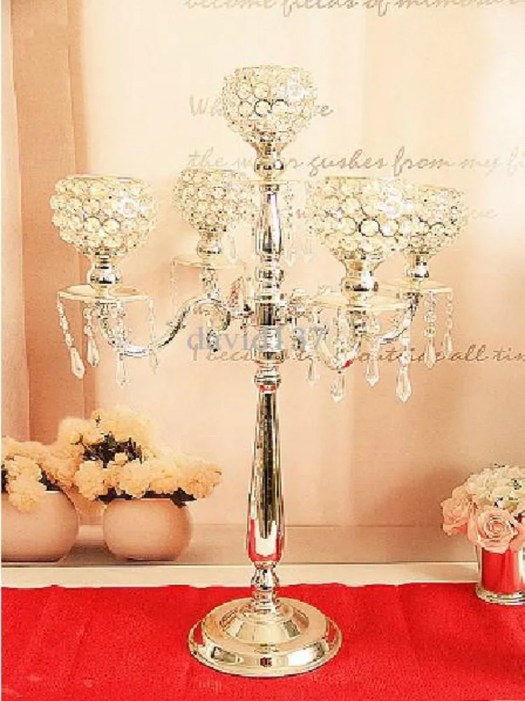 크리스탈 장식 키가 큰 웨딩 실버 candelabra