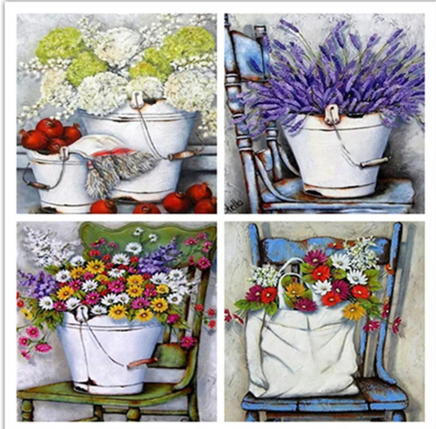 

Full Round drill Diamond Painting Daisy pot Flower Diamond Embroidery Picture 5D Diamond Cross stitch drilling Home Decoration