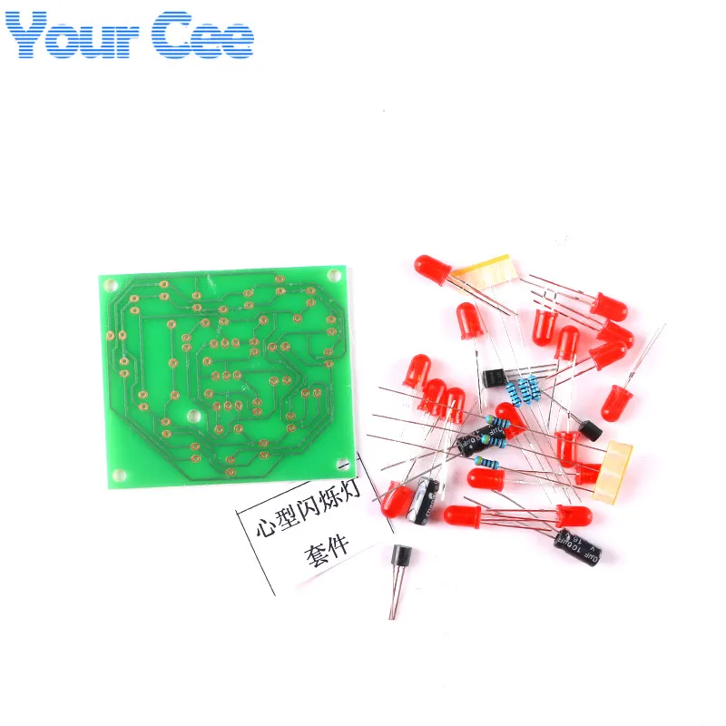Kit elettronico con luci LED RGB a forma di cuore per esercitazioni di saldatura per studenti e creativi