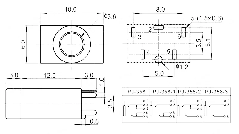 PJ358 3,5 мм 5PIN DIP стерео аудио разъем для наушников Разъем для наушников двухканальный ПК вертикальная установка PJ-358