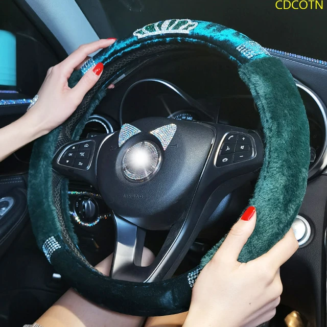 Luxury Rhinestones Crystal Green Car Seat Belt Cover Pad Armrest Cover  Steering Wheel Cover Lady Auto Interior Accessories Women - Ornaments -  AliExpress