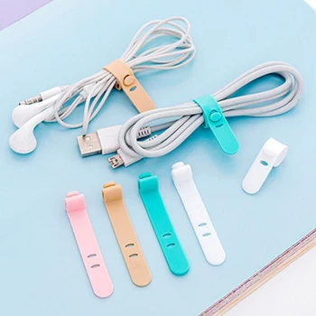 

4pcs Desk Set Solid Color Cable Winder Organizer Wire Data Line Holder Line Fixer Winder Wrap Cord Desk Accessories Stationary