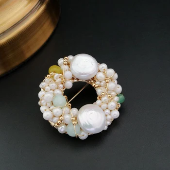 

Coeufuedy Baroque Pearl Brooch Real Freshwater Pearl Brooches For Women Party Brooch Fashion Jewelry Handmade