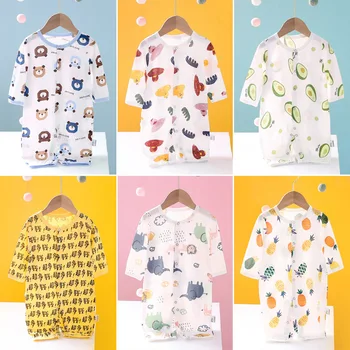 

2020 Summer CHILDREN'S Siamese Clothes Thin Long Sleeve Infant Pure Cotton Pajamas Breathable Air Conditioning Clothes Newborns