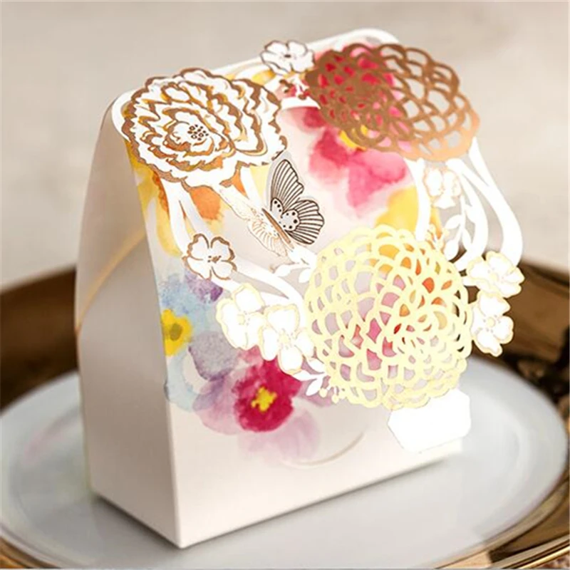 Elegant Romantic Event Party Pink Lace Flower Paper Laser Cut Wedding Decoration Birthday Baptism Engagement Candy Favors Box | Дом и сад