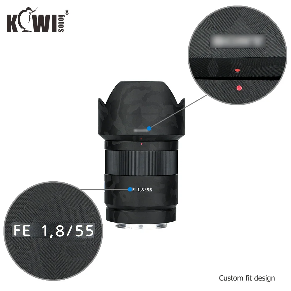 Protetora para Lente e Capuz de Lente Antiarranhões para Sony Lente e Partes da Pele Kiwi Película Proteção F1.8 za Sel55f18z Sombra Preto 3m Adesivo fe 55mm - Image 4