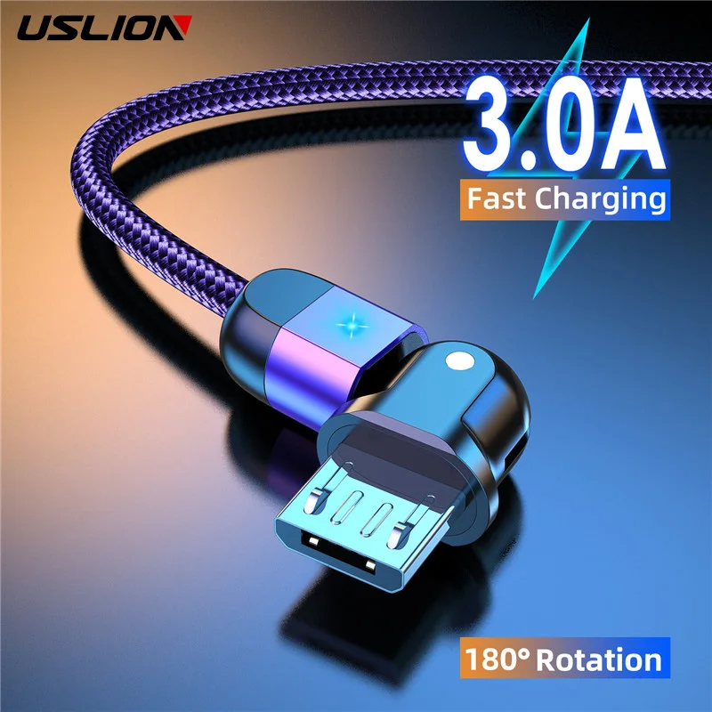 USLION 3A Micro USB Cable Fast Charging 180 Data for Samsung Xiaomi Huawei Tablet Android Mobile Phone Microusb Charge | Мобильные