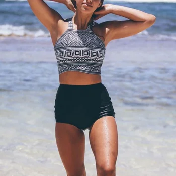 

High Waist Ononi Flowers Bikini 2018 Sexy Two-piece Suits Bikini Swimsuit Hot Spring Summer Swimsuit Small Chest