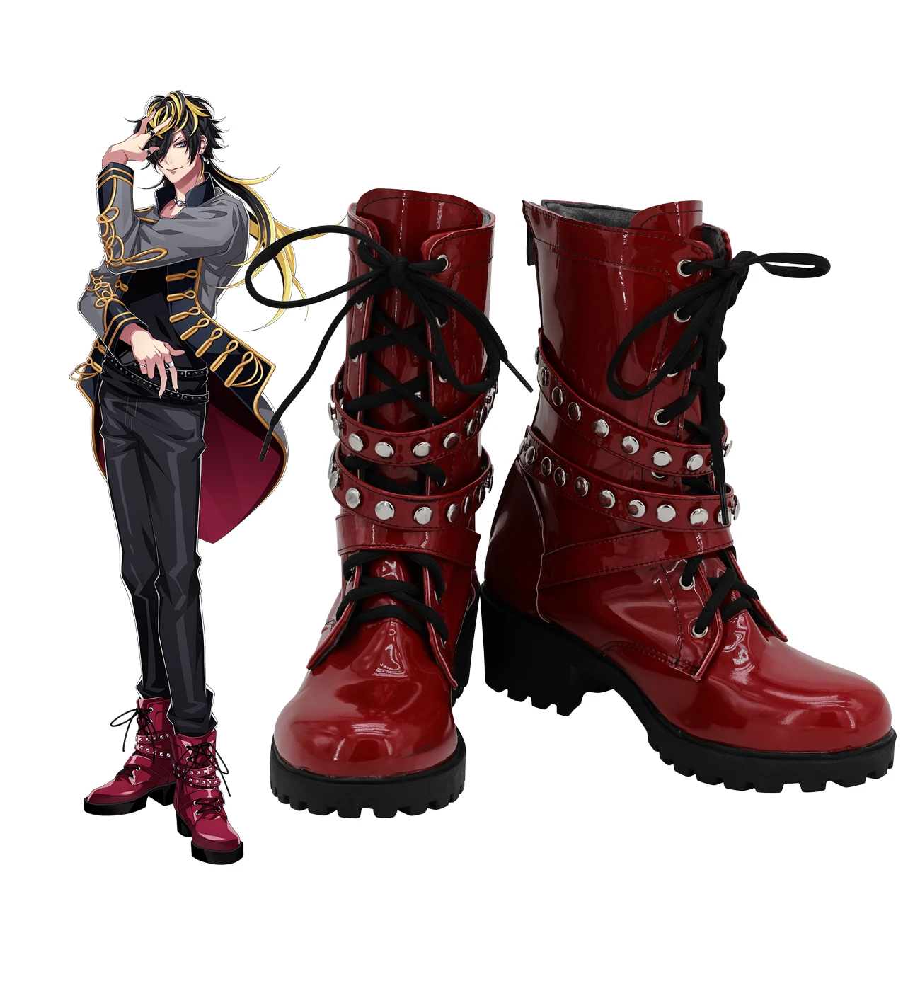DRB 14th Moon Jyushi Aimono Shoes Cosplay Division Rap Battle Boots Red Custom Made | Тематическая одежда и униформа