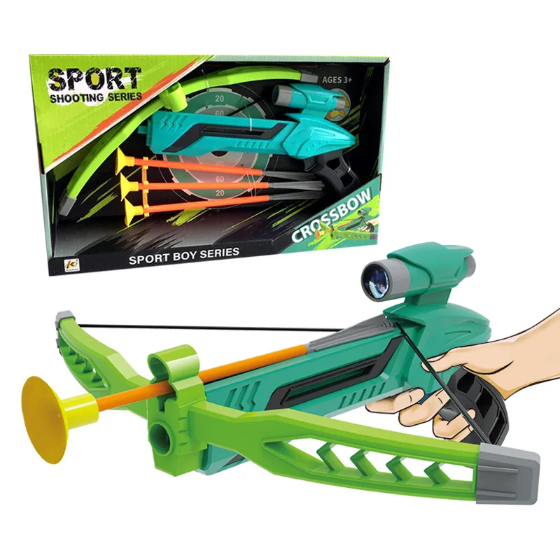 Niños tiro juguete deportivo exterior arco y flecha de ballesta plástico juguetes de los niños al aire libre juguetes con lechón regalos conjunto niños juguete