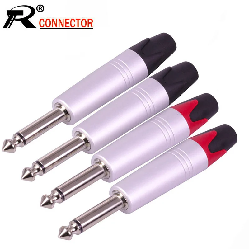 Polegada segundo Ano Fio de Solda Lote Mono Macho Plug Conector 2 Polos 1 4 Núcleo Microfone Jack Mic Cabo Conectores 10 Pçs – 6.35mm