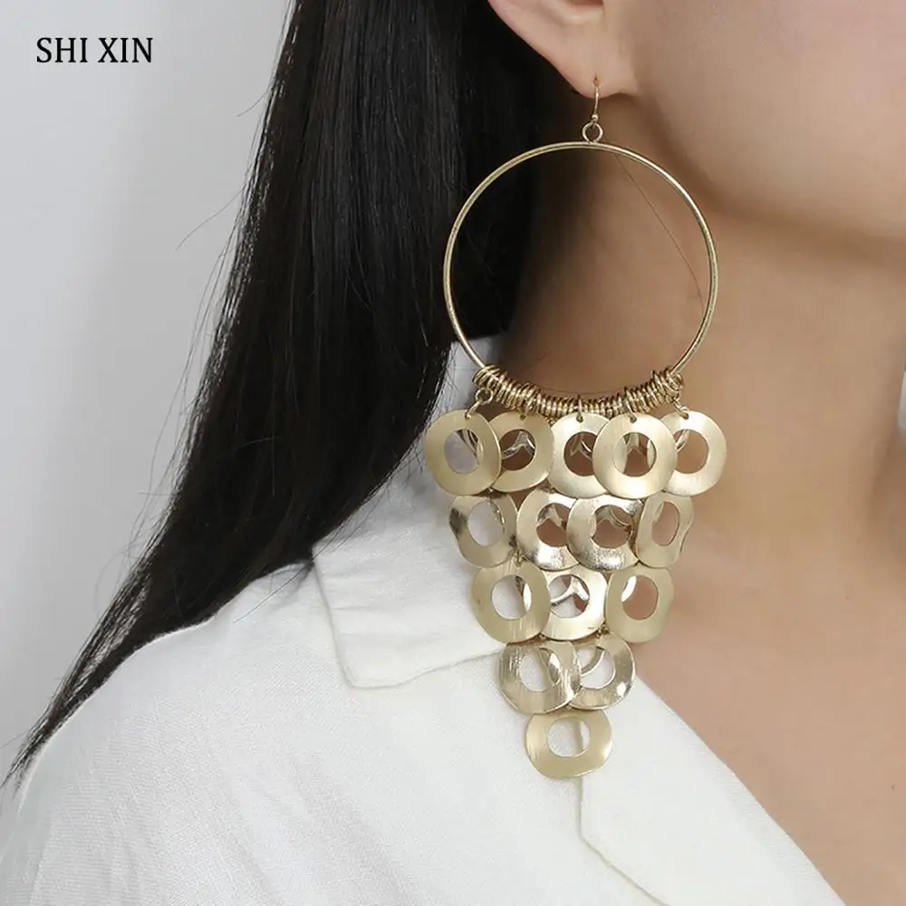 

SHIXIN Exaggerated Punk Big Drop Earrings for Women Large Statement Earrings 2019 Fashion Dangling Earrings Trendy Jewelry Gifts