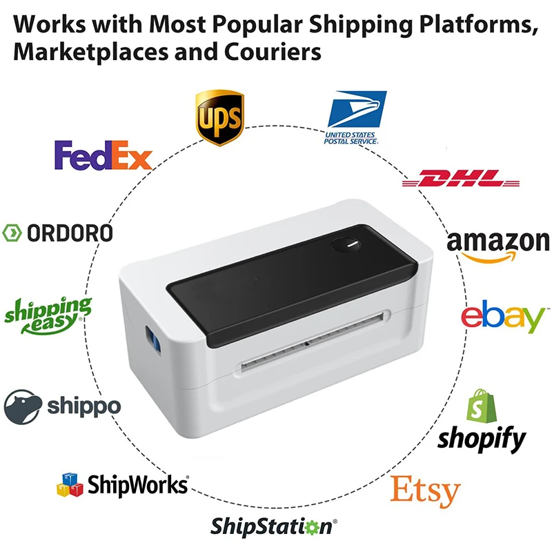 Pengiriman Thermal Printer Label 4X6 Stiker Barcode Bluetooth Mesin Cetak Mendukung Windows MAC untuk Amazon Etsy Ebay Shopify