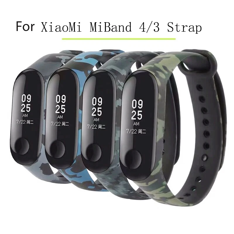 Силиконовый браслет для Xiaomi Mi Band 4 3 correa ремешок Камуфляжный сменный Miband Band3 NFC