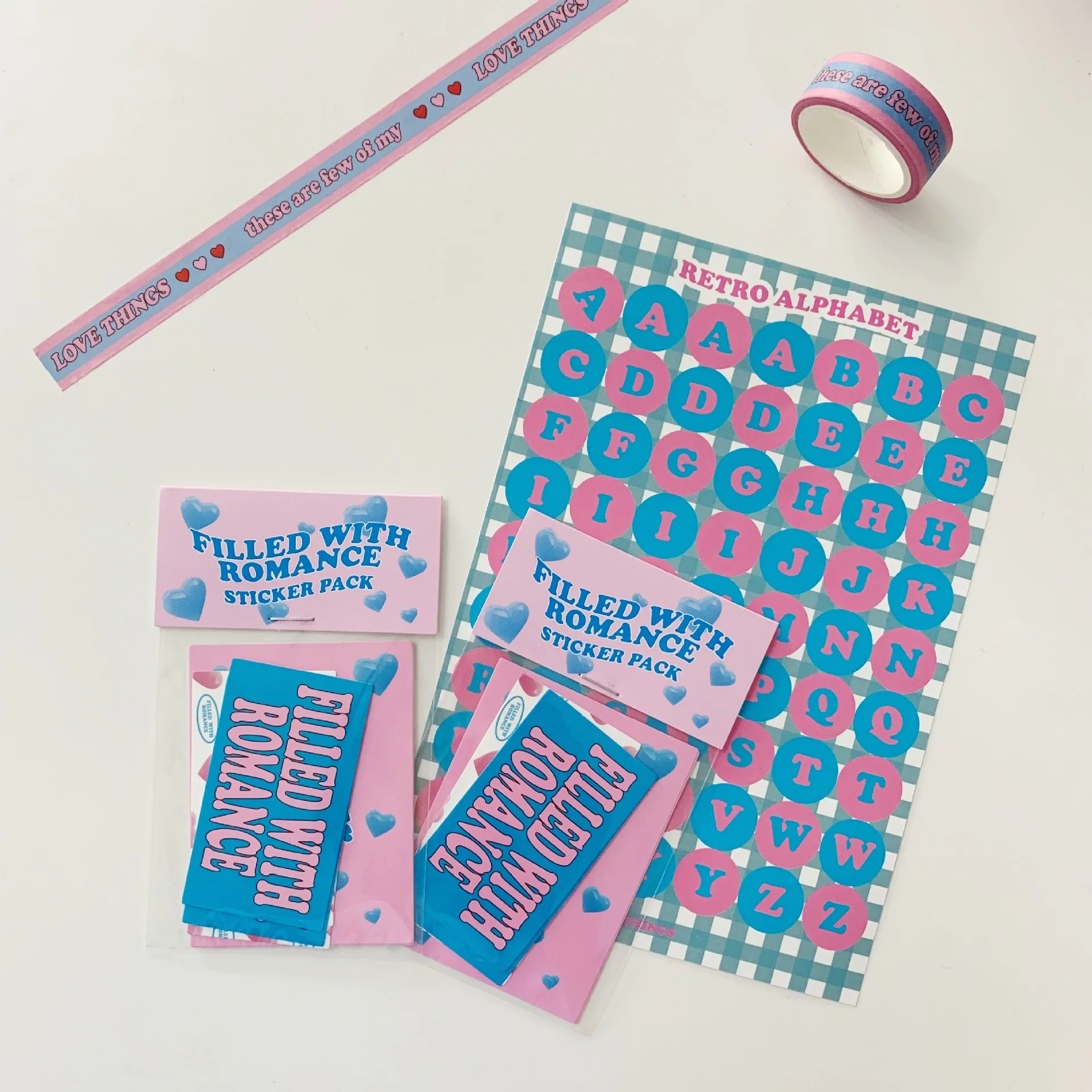 

Blue Pink Alphabet Love English Label Sticker Waterproof Diy Sealing Post It Creative Mobile Phone Decorative Sticker Stationery