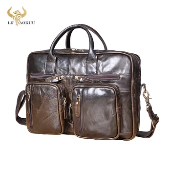 

Genuine Real Leather Fashion Business Briefcase Messenger Bag Male Design Travel Laptop Document Case Tote Portfolio Bag k1013