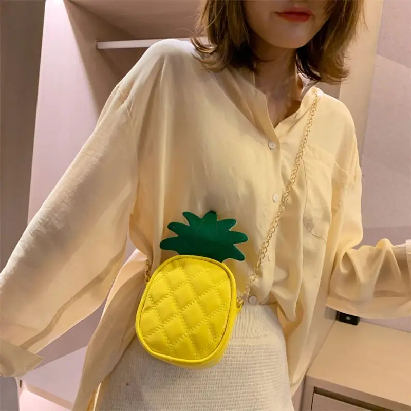 Сумка с фруктами, милая сумка через плечо в форме ананаса клубники, мини-сумка через плечо с цепочкой для женщин, сумка-портфель, сумочка 517D