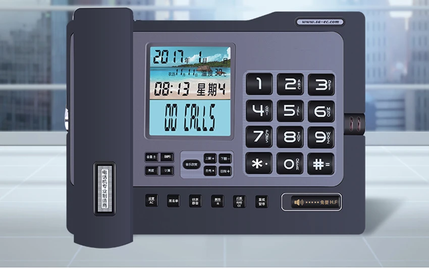 Проводной телефон для офиса и дома с определителем номера/ожиданием вызова, громкая связь, черный список, двойной интерфейс калькулятор и будильник