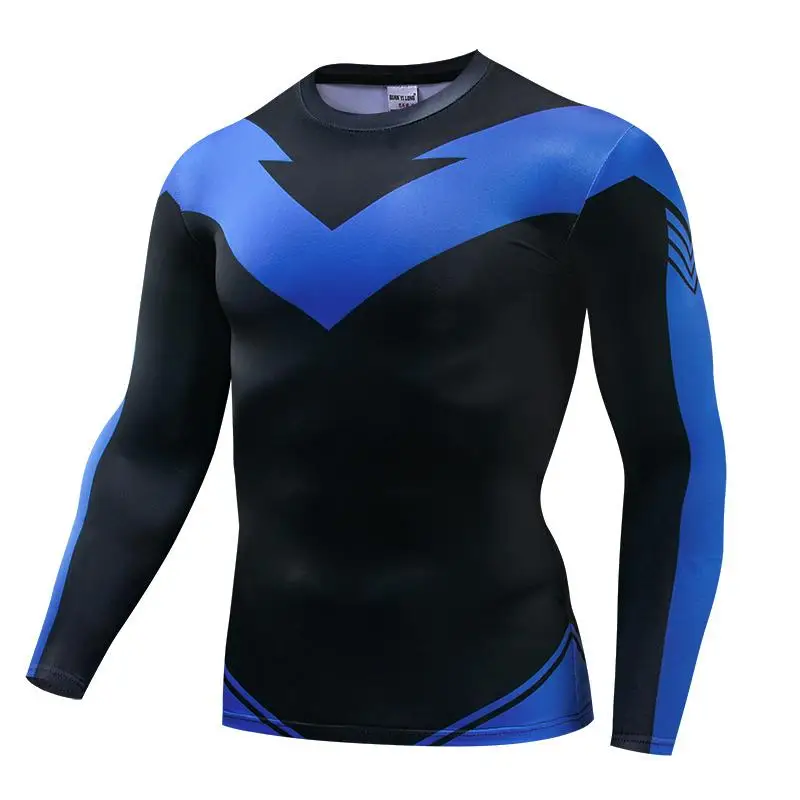 С длинным рукавом Nightwing 3D печатных футболки мужской спортивной компрессионной