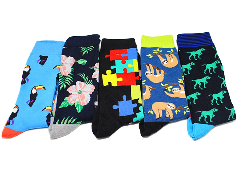 Men Socks Cotton Funny Animal socks For Man Women Novelty Casual Dressing Color Crew Socks For Happy Wedding Accessories Gift