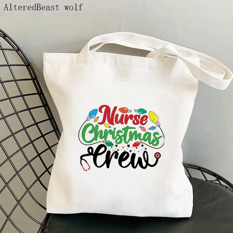 Women Shopper bag Norah the Nurse Printed Kawaii Bag Harajuku Shopping Canvas Shopper Bag girl handbag Tote Shoulder Lady Bag