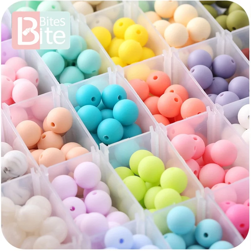 물린 물린 15mm 30pc 실리콘 비즈 식품 등급 실리콘  젖니 제품 씹는 젖꼭지 체인 클립 비즈  Teether 장난감