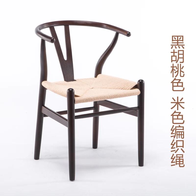 Нордический обеденный стул из цельного дерева Y стул обеденный стул Досуг твердый деревянный стул современный минималистичный креативный стул черный - Цвет: 1