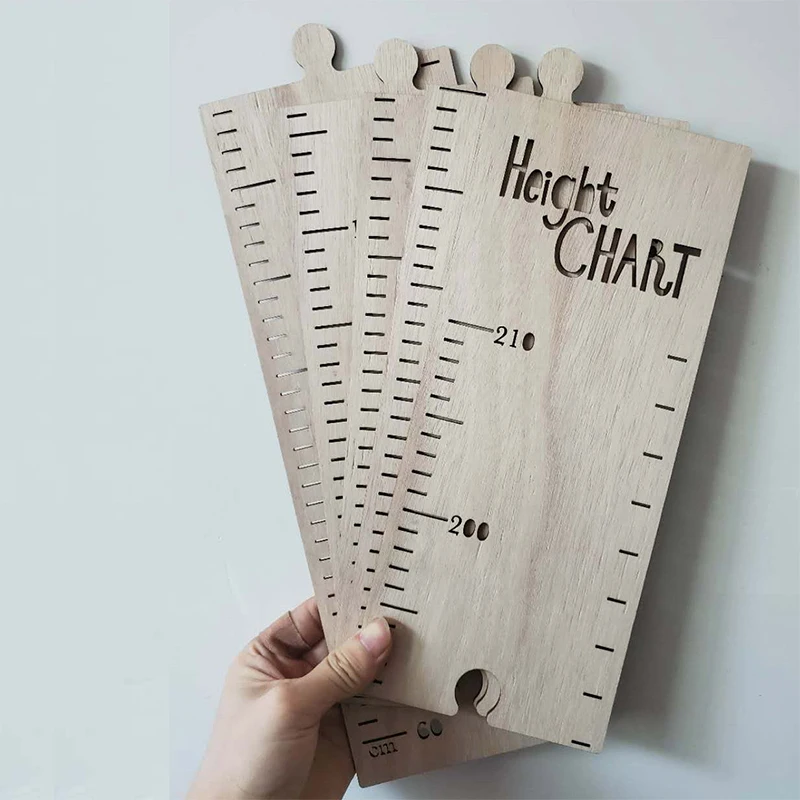 Nordic Wooden Kids Height Growth Chart Ruler Baby Children Height Gauge Room Decoration Wall Meter Measurement Stickers 60-210CM