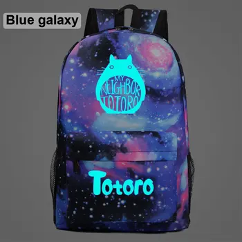 

AL2505 Blue Luminous Anime Letter Kawaii Totoro Boy Girl School bag Teenagers Student Schoolbags Women Packsack Men Backpack