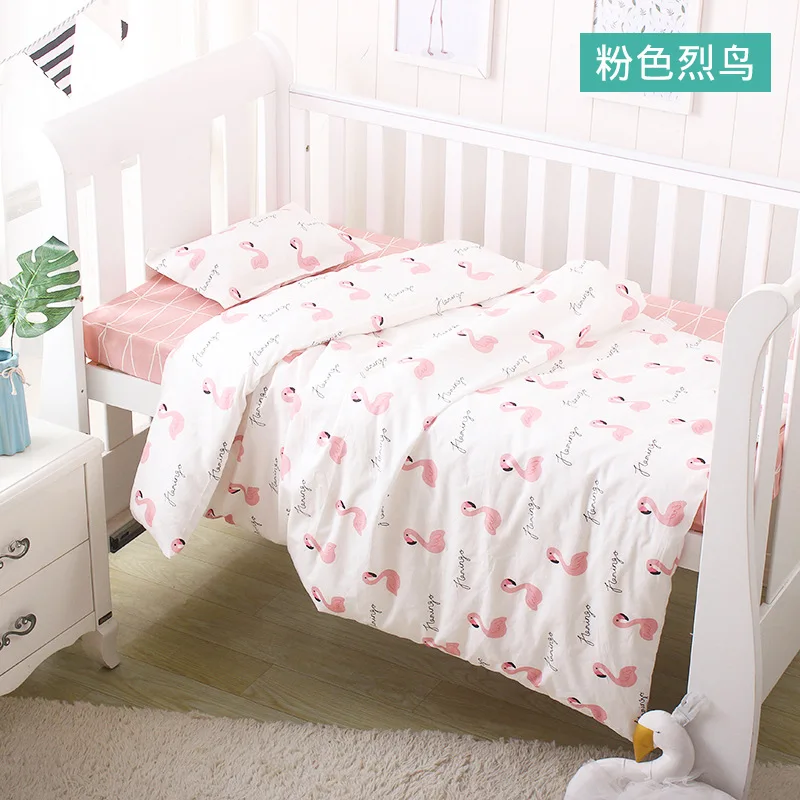 3Pcs Set Baby Bedding Bed Linen Quilt Cover Pillowcase Cotton Cartoon Print All Seasons Size Can Be Customized Crib Bedding Set (5)