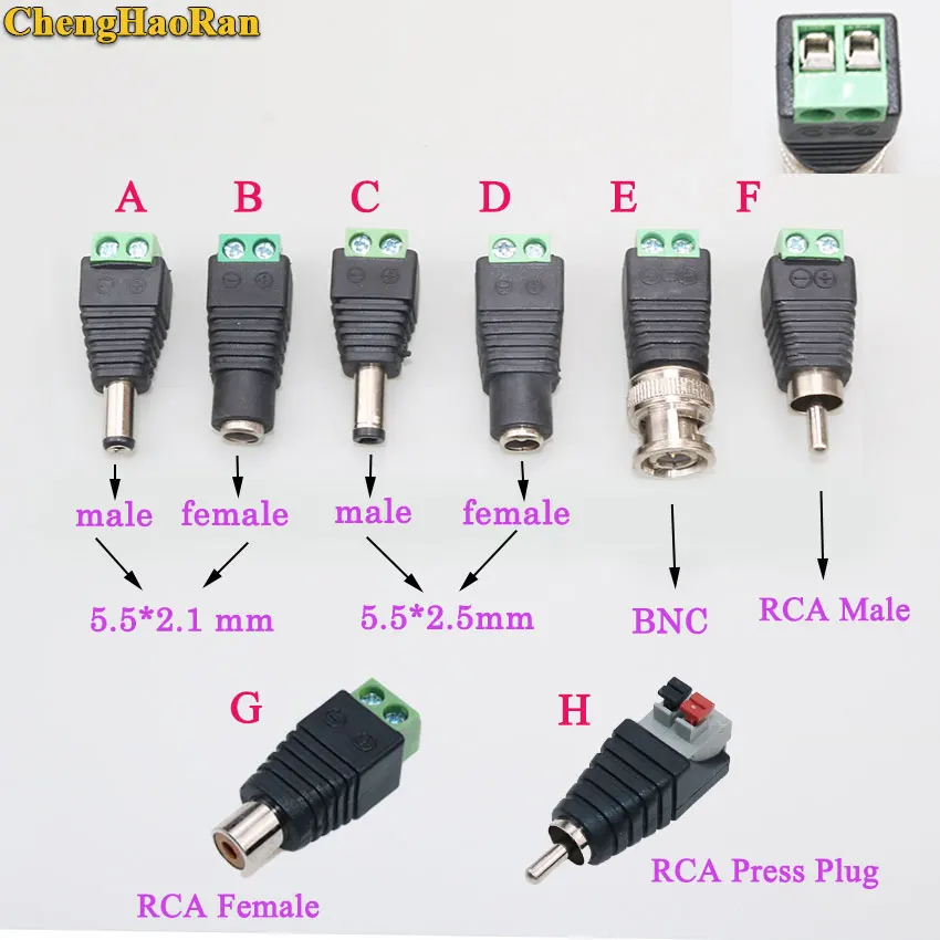Description Picture 2 of itemChengHaoRan  1pcs 5.5 * 2.1 5.5*2.5  BNC RCA to DC Crimp Terminal Block Plug Connector Adapter for CCTV Camera Wire female male