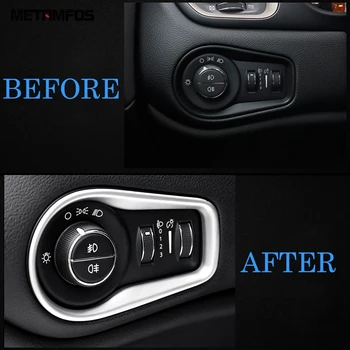 

For Jeep Renegade 2014-2017 2018 2019 Head Light Lamp Headlight Switch Button Cover Trim Matte Interior Accessories Car Styling