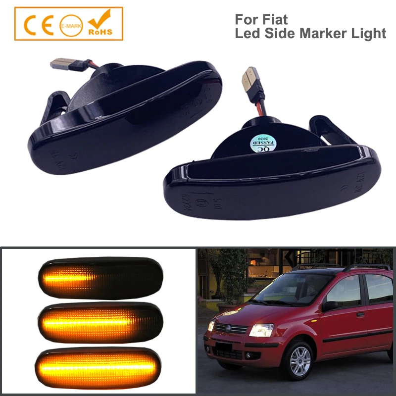 

2pcs Dynamic LED Side Marker Turn Signal Light with smoked lens For Fiat Doblo Panda Punto Evo Stilo Qubo Peugeot Citroen