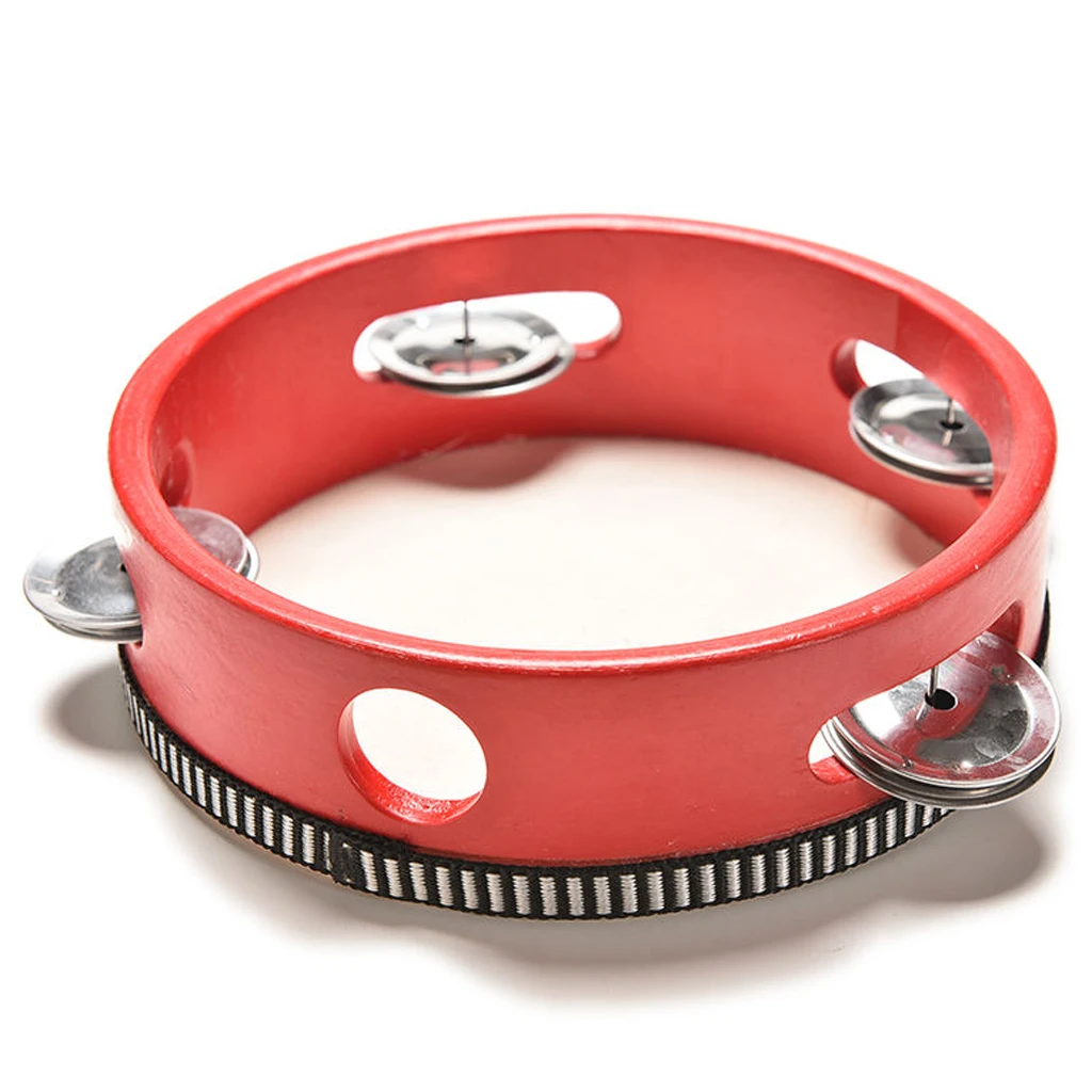 

6" Red Handheld Tambourine Drum Sound Percussion Toy For Dance Party KTV