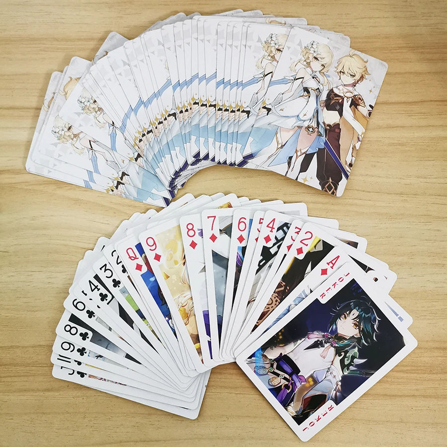 54 Pcs/set Anime Genshin Impact Poker Cards Toy Jean Amber Venti Klee  Cosplay Board Game Playing Cards With Box Collection Gift - Action Figures  - AliExpress